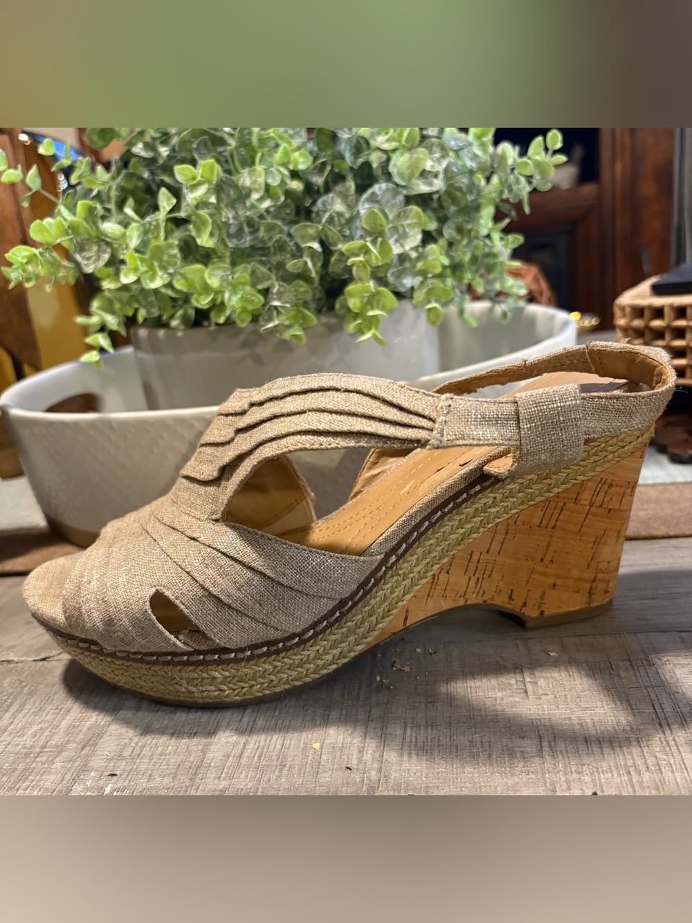 Naturalizer Lulianna Linen Slingback Wedge Sandals